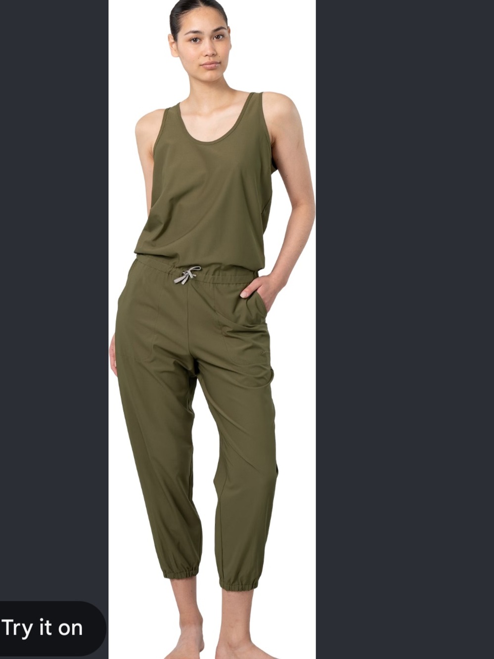 Kari Traa Olive Green Tank Jumpsuit with Drawstring Waist